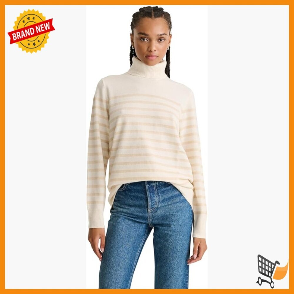Soft Cashmere Pullover Sweater with Lurex Stripes Relaxed Fit